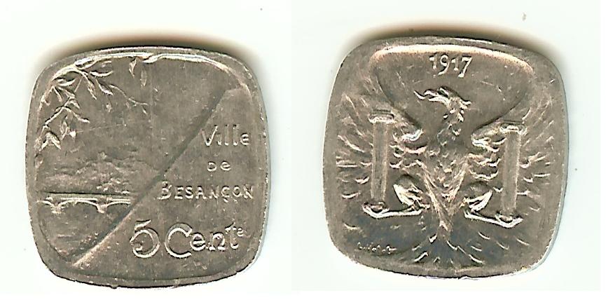 Besançon(Doubs) Ville de Besançon 5 Cent 1917 SPL
